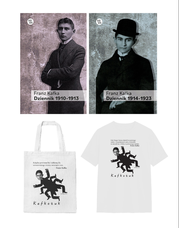 Dzienniki 1910-1913 (tom I) + Dzienniki 1914-1923 (tom II) + T-SHIRT (czarny/biały) + torba bawełniana (czarna / biała) / / KOMPLET - obrazek 2
